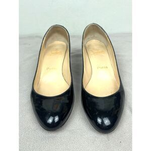 Christian Louboutin Black Wedge Red Bottom Heels Shoes Women's Size EU 38 US 7.5